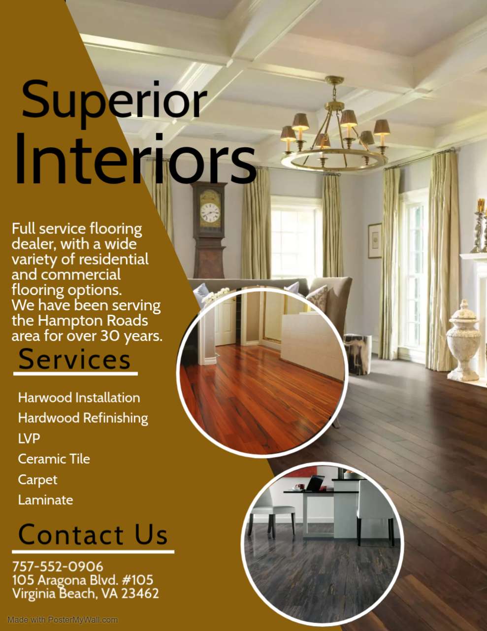 Newly installed hardwood flooring in a Virginia Beach home by Superior Interiors Inc